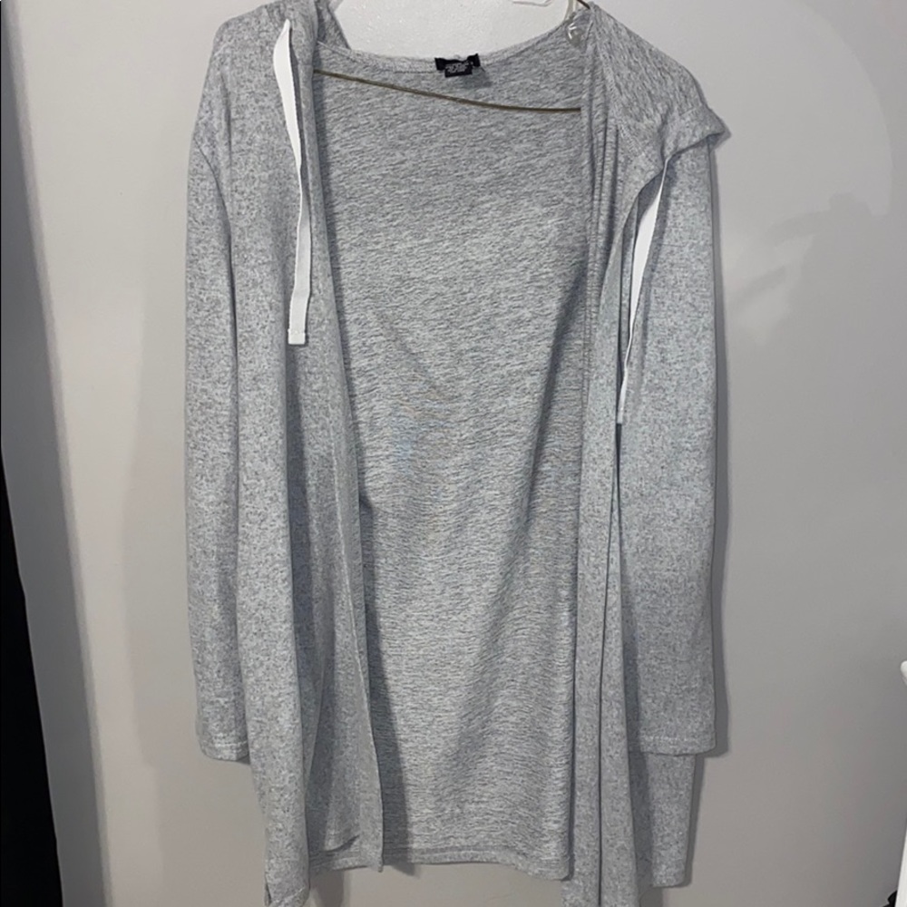 Grey hooded cardigan